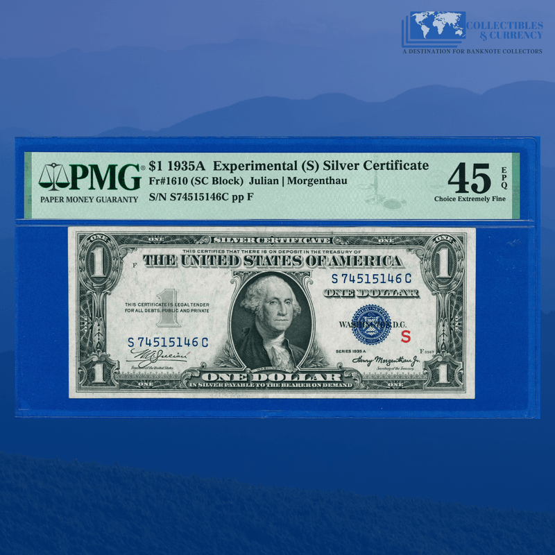 Fr.1610 1935A $1 One Dollar Silver Certificate Experimental "S", PMG 45 EPQ