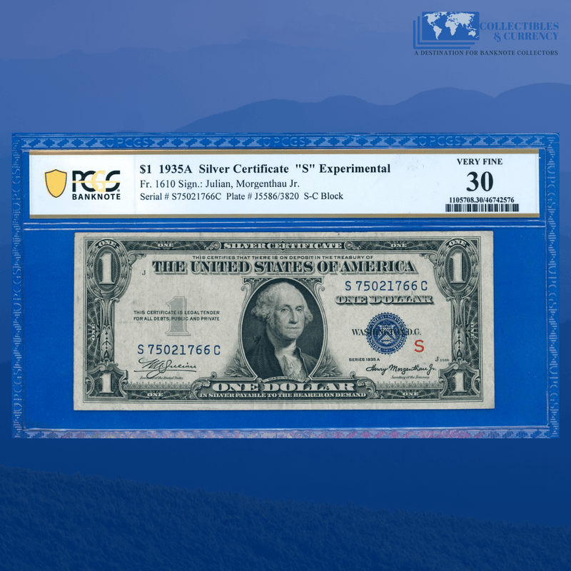 Fr.1610 1935A $1 One Dollar Silver Certificate "S" Experimental, PCGS 30