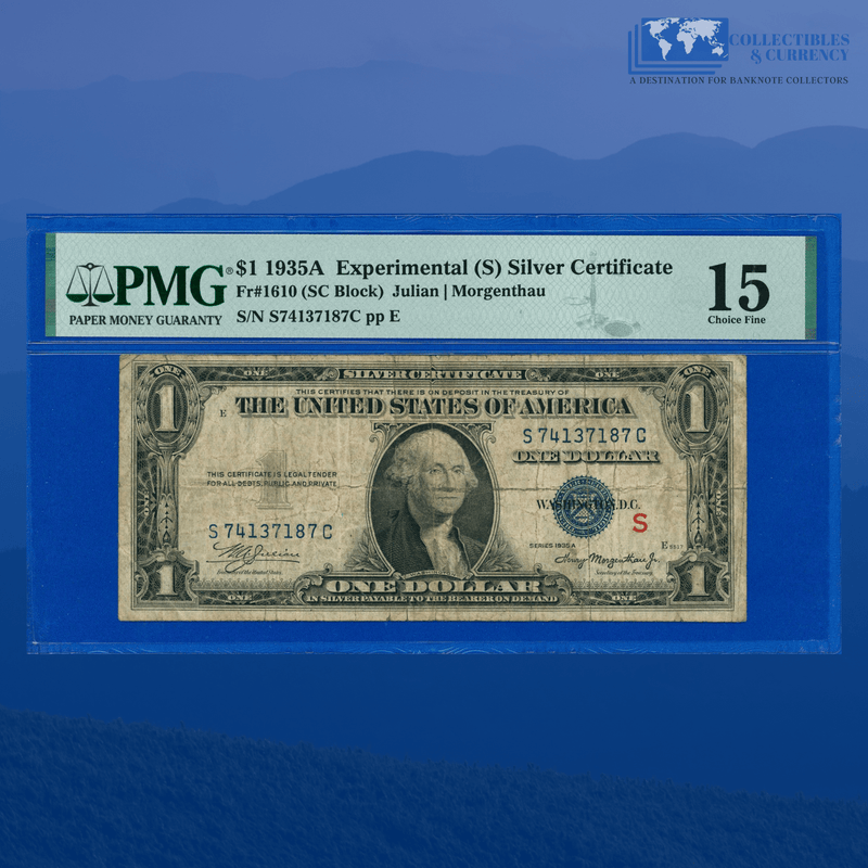Fr.1610 1935A $1 One Dollar Silver Certificate "S" Experimental, PMG 15