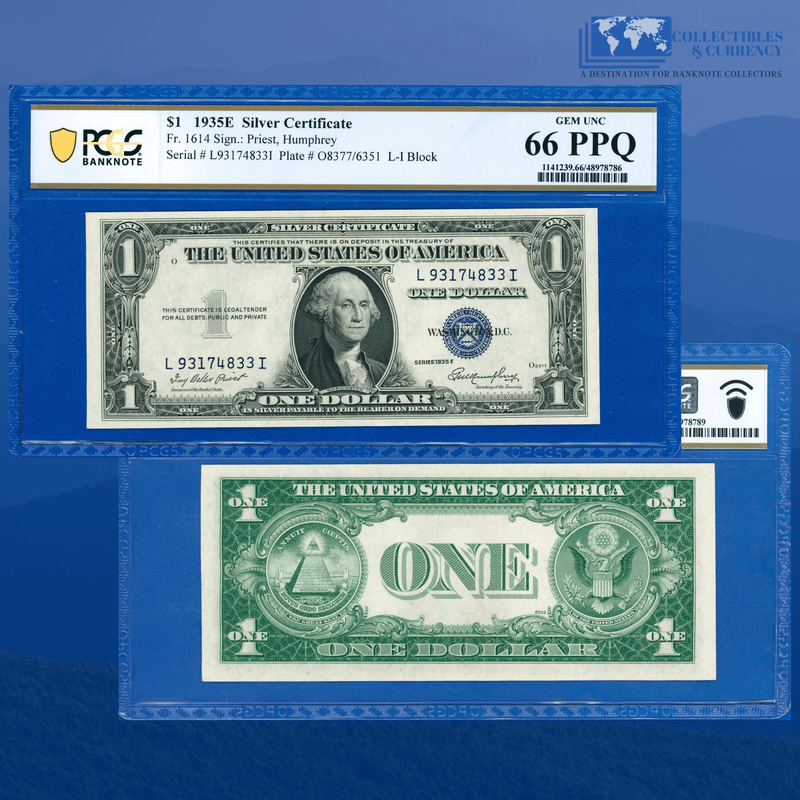 Fr.1614 1935E $1 One Dollar Silver Certificate, PCGS 66 PPQ