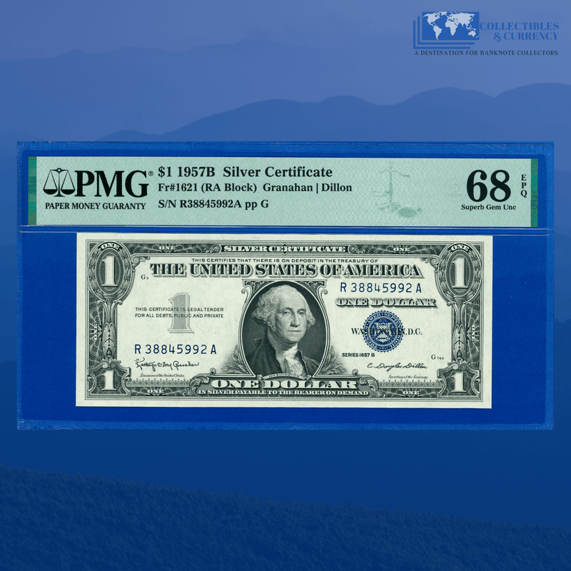 Fr.1621 1957B $1 One Dollar Silver Certificate, PMG Superb GEM 68 EPQ