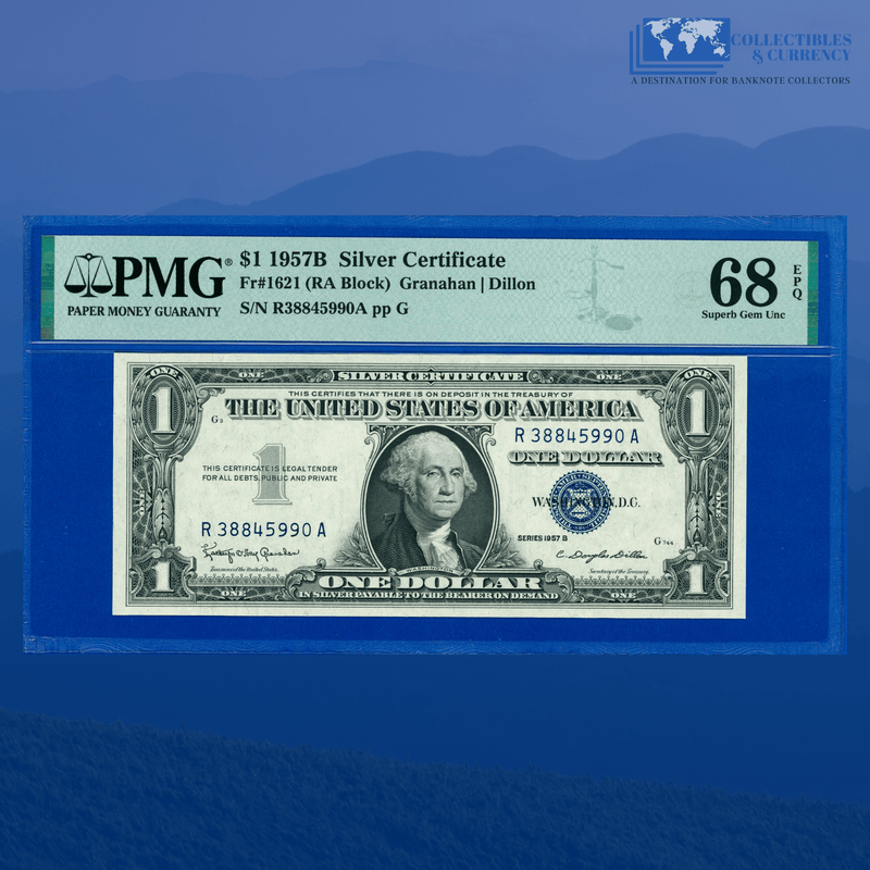 Fr.1621 1957B $1 One Dollar Silver Certificate, PMG Superb GEM 68 EPQ