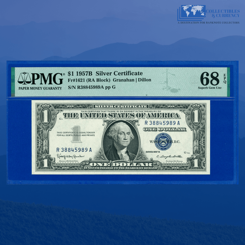 Fr.1621 1957B $1 One Dollar Silver Certificate, PMG Superb GEM 68 EPQ