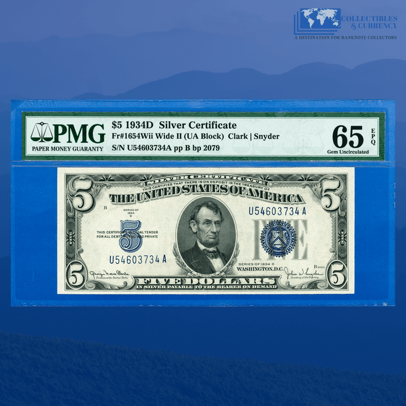 Fr.1652W 1934D $5 Five Dollars Silver Certificate, PMG 65 EPQ