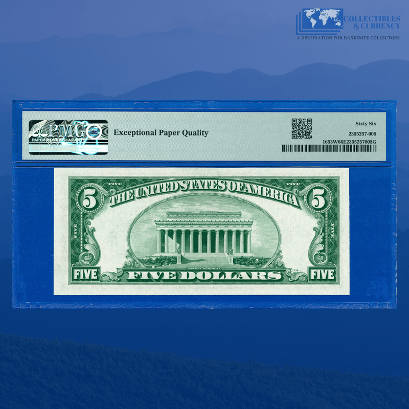 Fr.1653W 1934C $5 Five Dollars Silver Certificate, L/A Block, PMG 66 EPQ