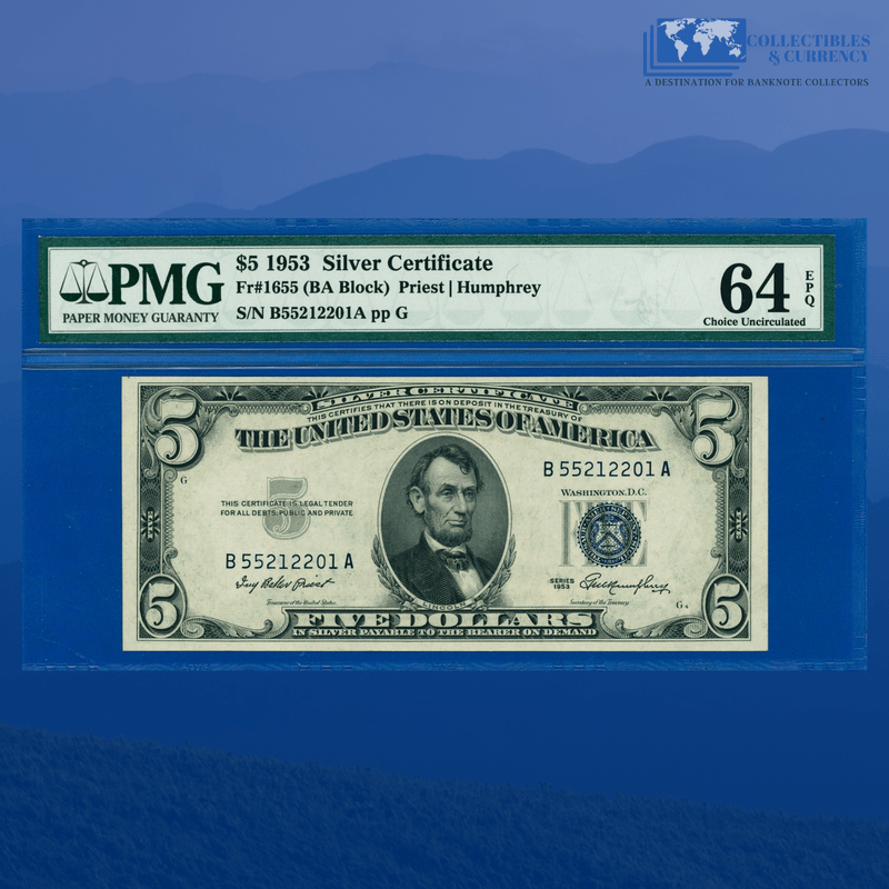 Fr.1655 1953 $5 Five Dollars Silver Certificate, PMG 64 EPQ