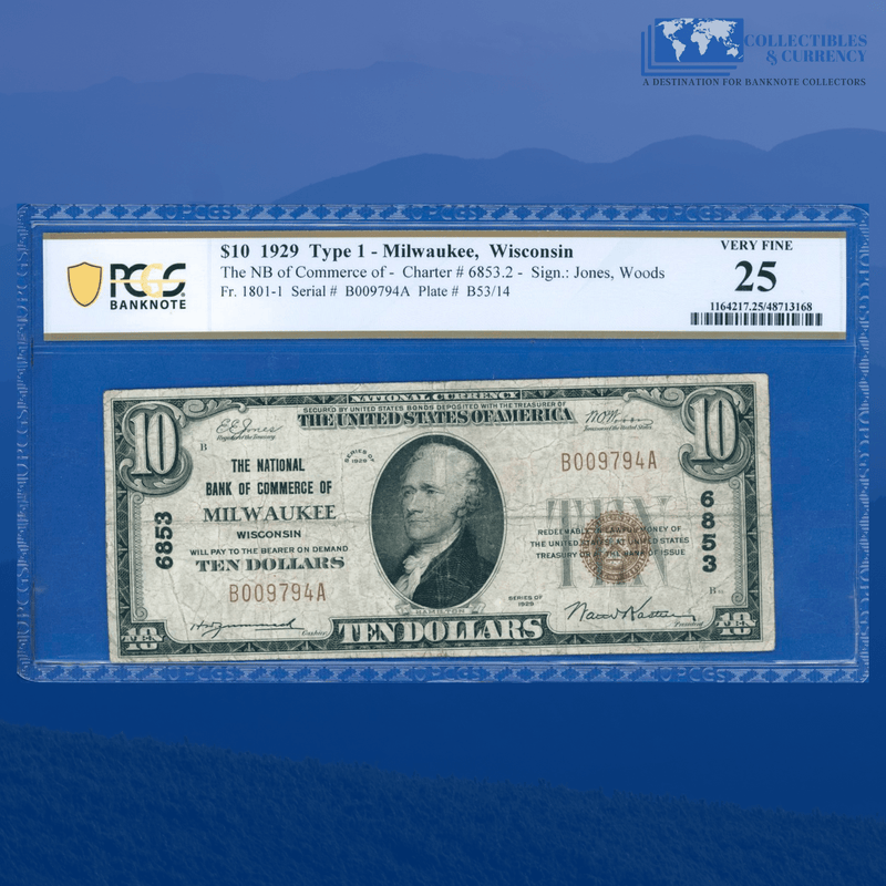 Fr.1801-1 1929 $10 National Bank COMMERCE Of MILWAUKE, WI, Charter