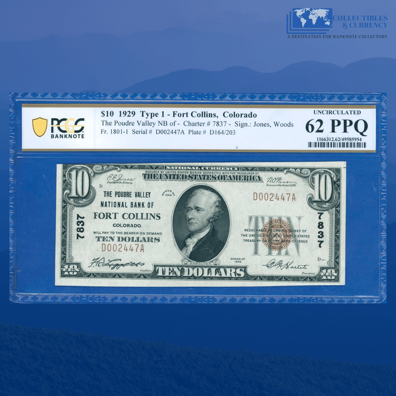 Fr.1801-1 1929 $10 Poudre Valley National Bank FORT COLLINS, CO, Charter