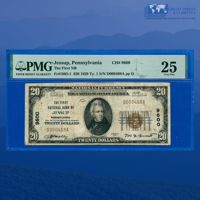 Fr.1802-1 1929 $20 First National Bank Of JESSUP, PA Charter