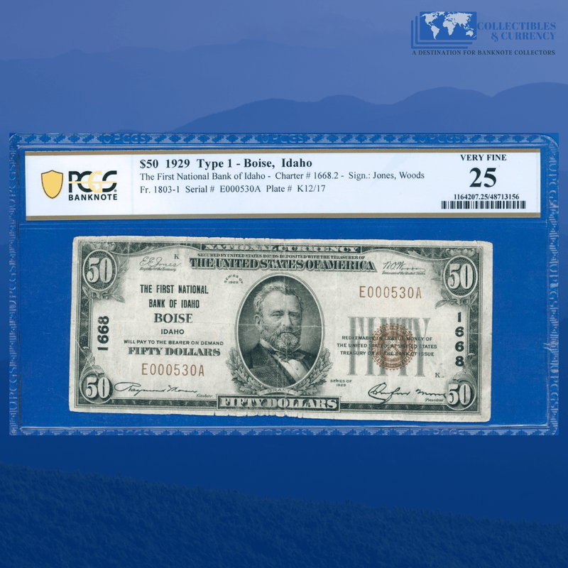 Fr.1803-1 1929 $50 First National Bank Of BOISE, ID, Charter