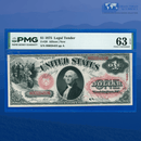 Fr.20 1875 $1 One Dollar Legal Tender Note, Flaming Red Seal, PMG CU 63 EPQ