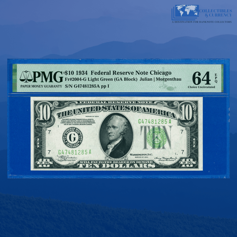 Fr.2004-D 1934 $10 Ten Dollars FRN Chicago, PMG 64 EPQ