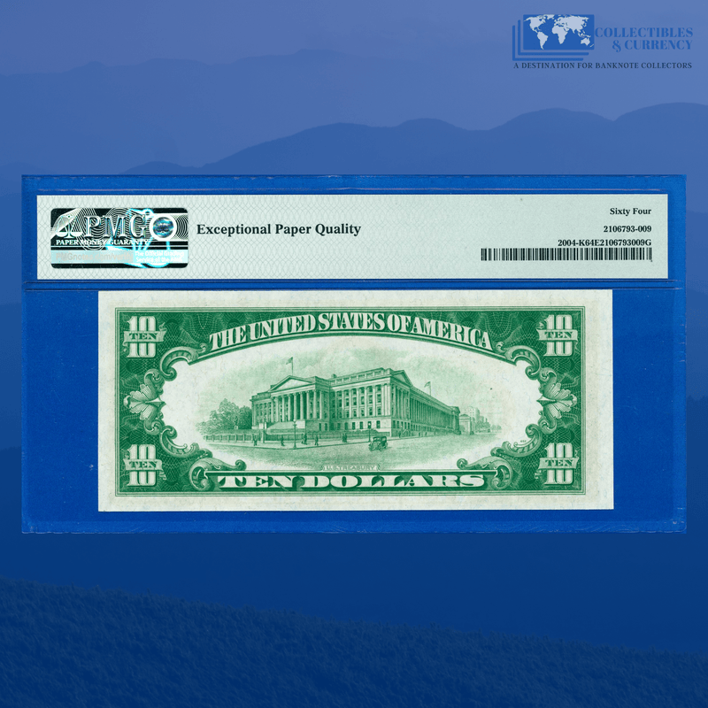Fr.2004-K 1934 $10 Ten Dollars FRN Dallas Light Green Seal, PMG 64 EPQ