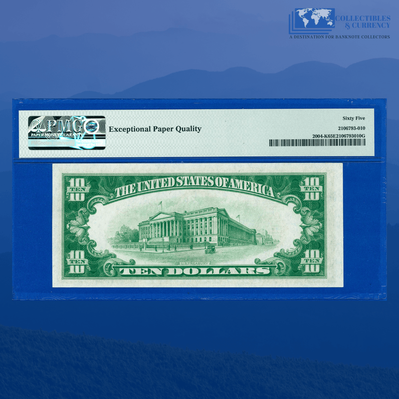 Fr.2004-K 1934 $10 Ten Dollars FRN Dallas Light Green Seal, PMG 65 EPQ