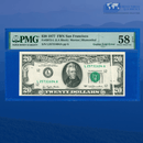 Fr.2072-L 1977 $20 Federal Reserve Note, GUTTER ERROR, PMG 58 EPQ