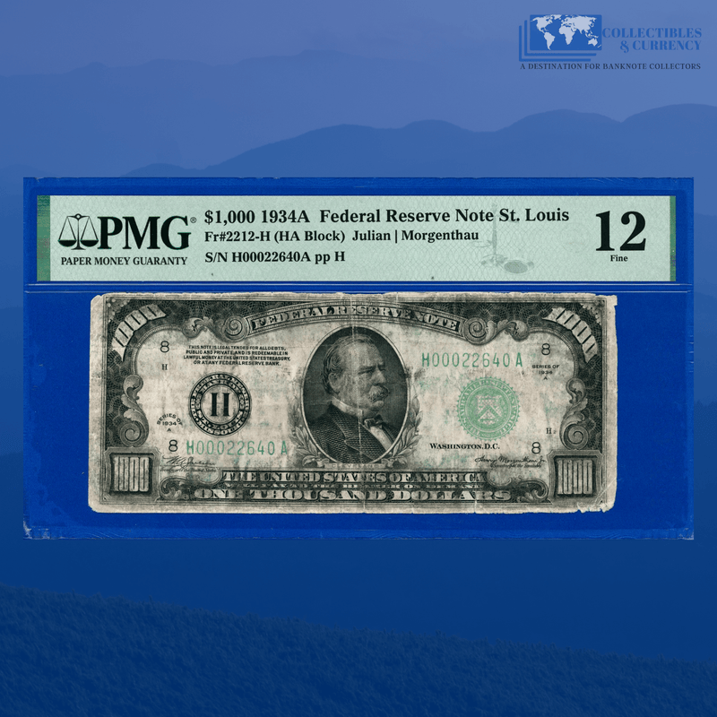 Copy of Fr.2212-G 1934A $1000 One Thousand Dollars FRN Chicago, PMG 15 Comment