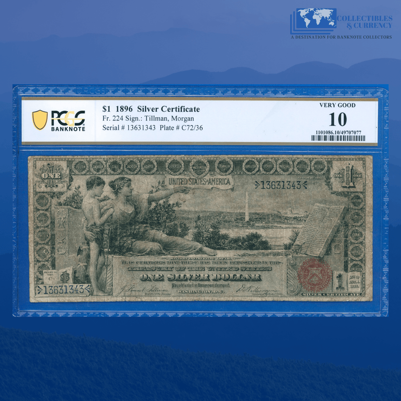 Fr.224 1896 $1 One Dollar Silver Certificate "EDUCATIONAL NOTE", PCGS 10