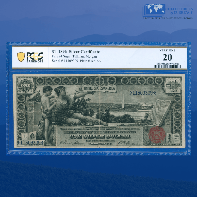 Fr.224 1896 $1 One Dollar Silver Certificate "EDUCATIONAL NOTE", PCGS 20