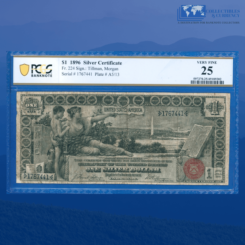 Fr.224 1896 $1 One Dollar Silver Certificate "EDUCATIONAL NOTE", PCGS 25