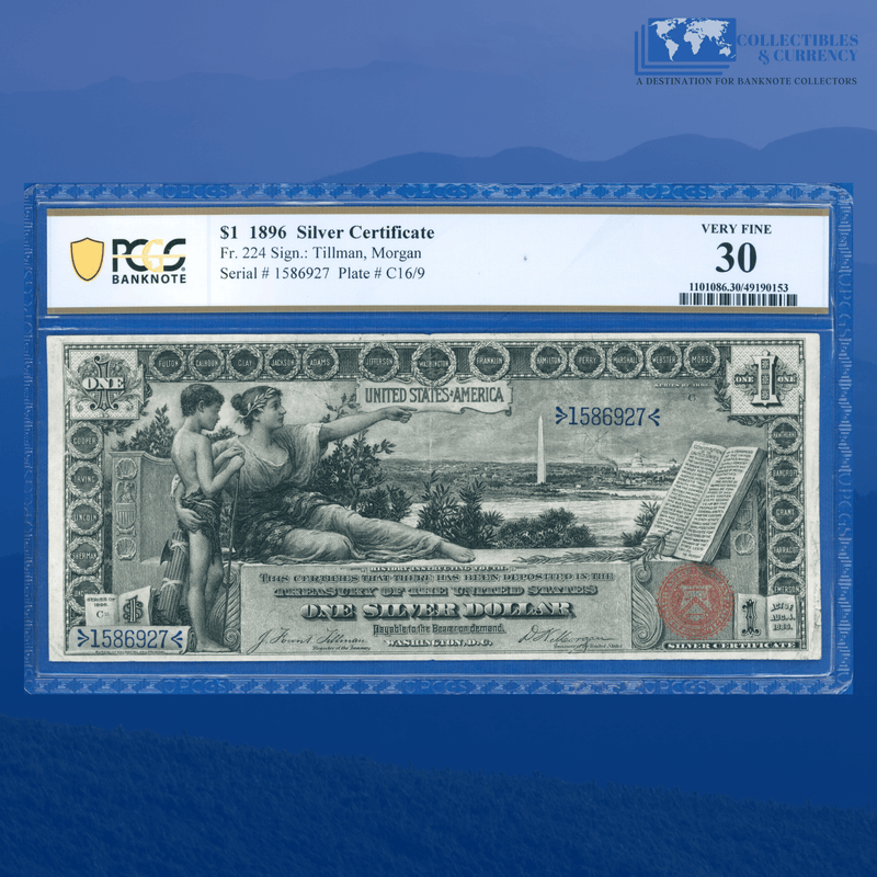 Fr.224 1896 $1 One Dollar Silver Certificate "EDUCATIONAL NOTE", PCGS 30