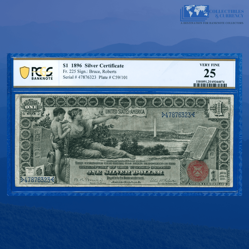 Fr.225 1896 $1 One Dollar Silver Certificate "EDUCATIONAL NOTE", PCGS 25