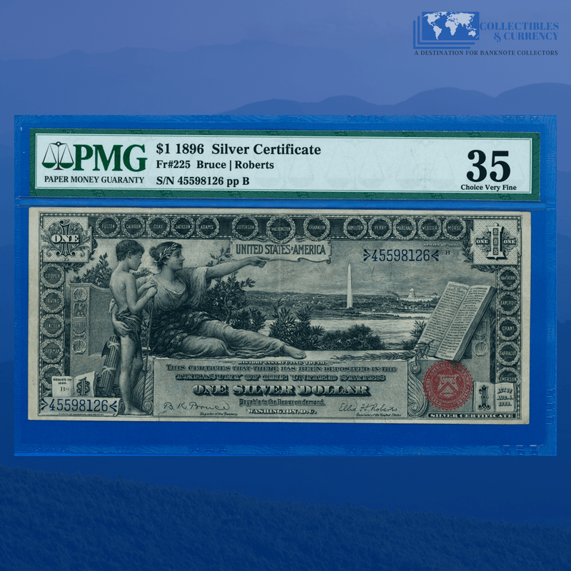 Fr.225 1896 $1 One Dollar Silver Certificate "EDUCATIONAL NOTE", PMG 35