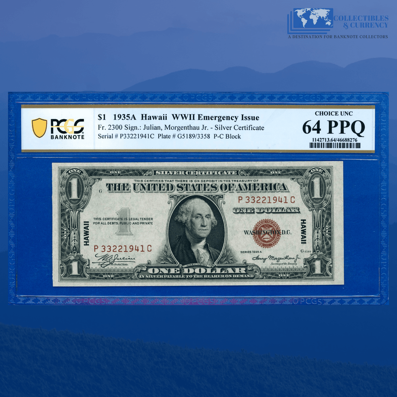 Fr.2300 1935A $1 One Dollar Silver Certificate Brown Seal "HAWAII", PCGS 64 PPQ