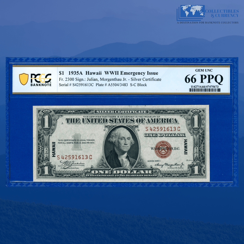 Fr.2300 1935A $1 One Dollar Silver Certificate Brown Seal "HAWAII", PCGS 66 PPQ
