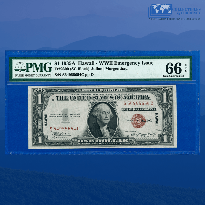 Fr.2300 1935A $1 One Dollar Silver Certificate Brown Seal "HAWAII", PMG 66 EPQ
