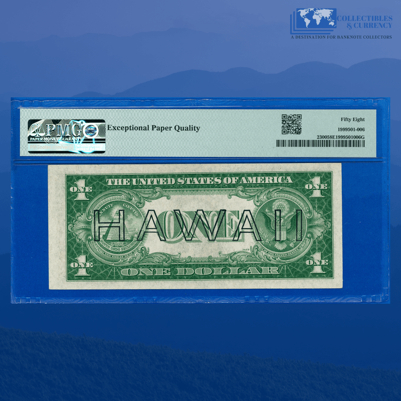Fr.2300 1935A $1 Silver Certificate Brown Seal "HAWAII", S/C Block, PMG 58 EPQ