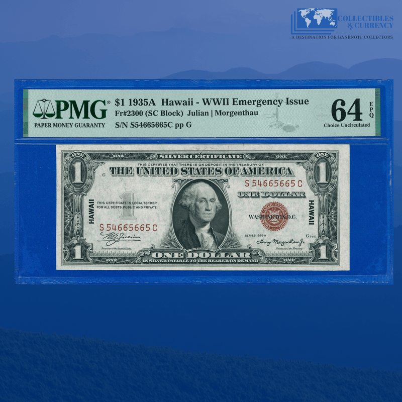 Fr.2300 1935A $1 Silver Certificate Brown Seal "HAWAII", S/C Block, PMG 64 EPQ