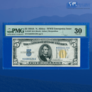 Fr.2307 1934A $5 Silver Certificate Yellow Seal "North Africa", PMG 30
