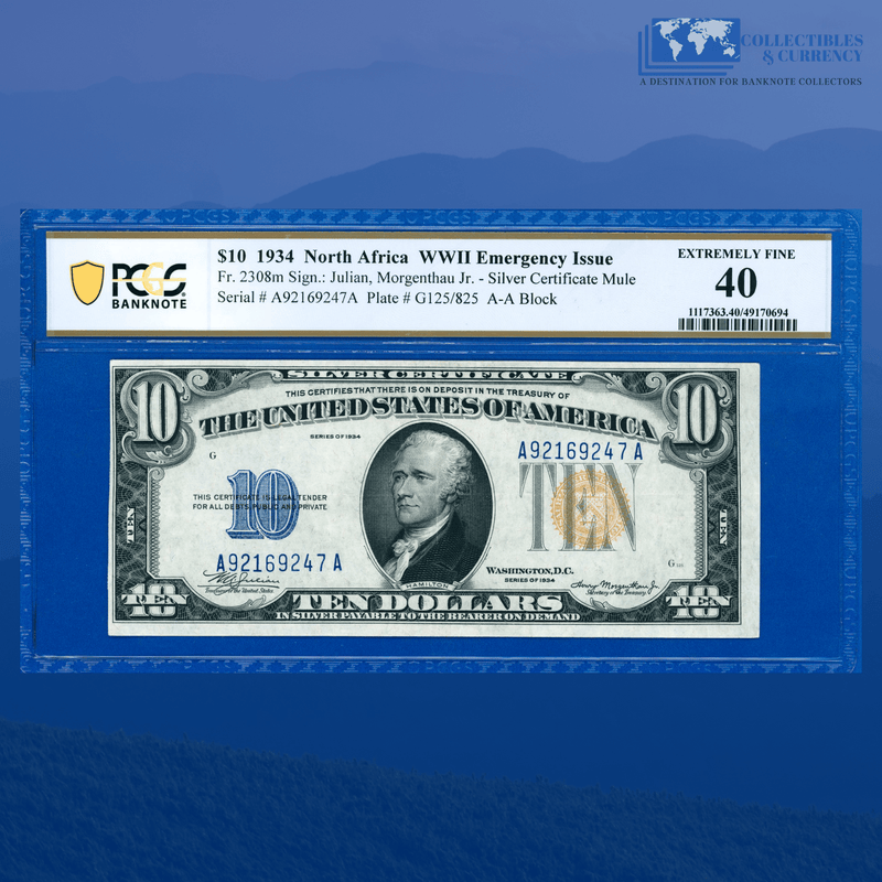 Fr.2309 1934A $10 Silver Certificate Yellow Seal "North Africa", PCGS 40 (Copy)