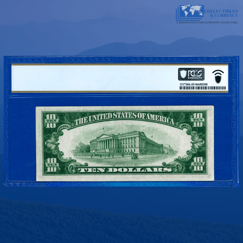 Fr.2309 1934A $10 Silver Certificate Yellow Seal "North Africa", PCGS 45