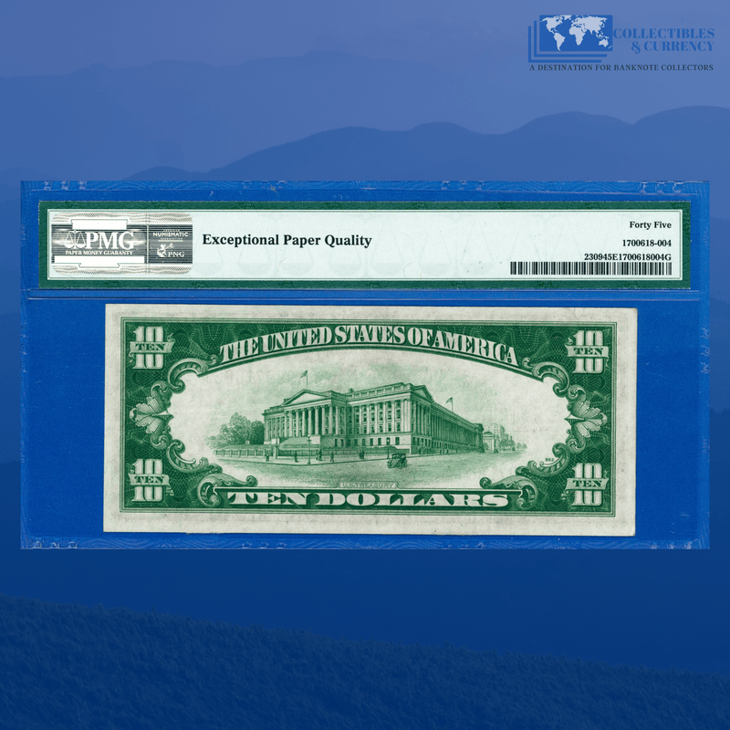 Fr.2309 1934A $10 Silver Certificate Yellow Seal "North Africa", PMG 45 EPQ