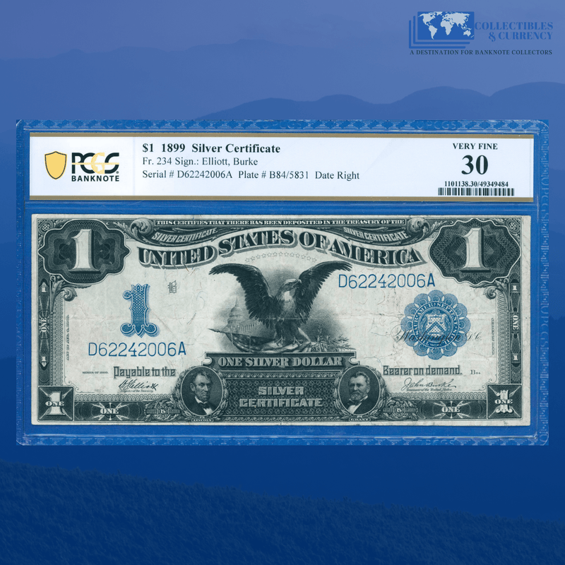 Fr.233 1899 $1 One Dollar Silver Certificate "BLACK EAGLE", PCGS 30