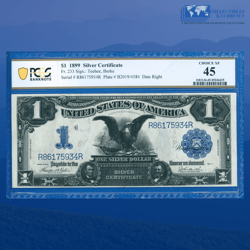 Fr.233 1899 $1 One Dollar Silver Certificate "BLACK EAGLE", PCGS 45