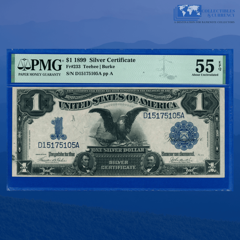 Fr.233 1899 $1 One Dollar Silver Certificate "BLACK EAGLE", PMG 55 EPQ