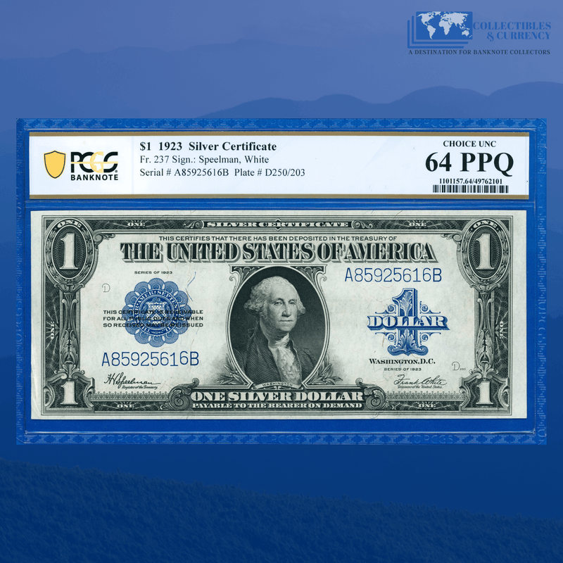 Fr.237 1923 $1 One Dollar Silver Certificate "HORSEBLANKET", PCGS 64 PPQ