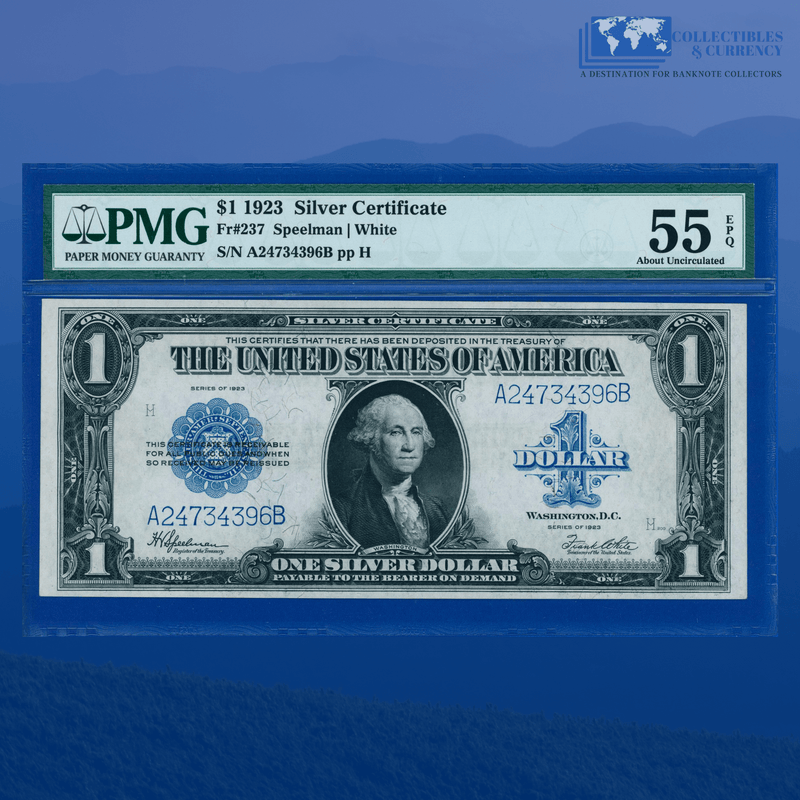 Fr.237 1923 $1 One Dollar Silver Certificate "HORSEBLANKET", PMG 55 EPQ