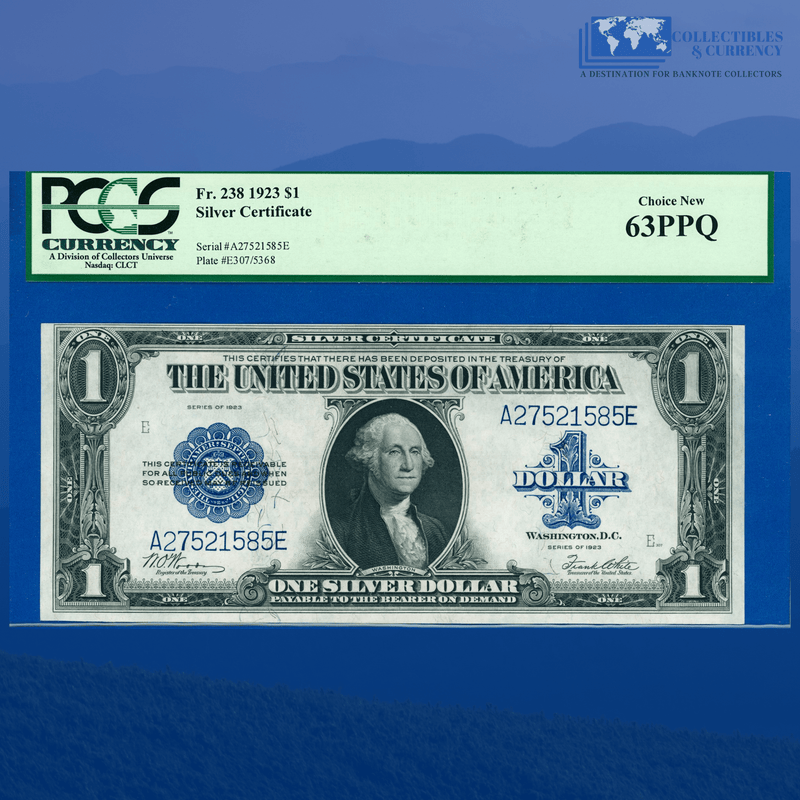 Fr.238 1923 $1 One Dollar Silver Certificate "HORSEBLANKET", PCGS 63 PPQ