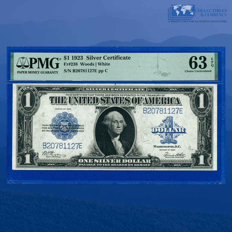 Fr.238 1923 $1 One Dollar Silver Certificate "HORSEBLANKET", PMG 63 EPQ