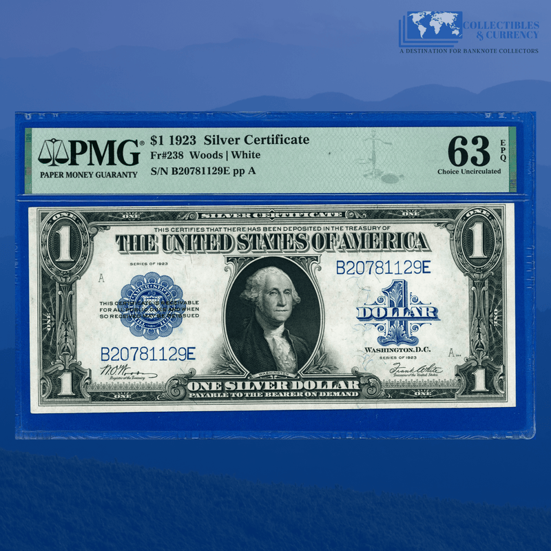 Fr.238 1923 $1 One Dollar Silver Certificate "HORSEBLANKET", PMG 63 EPQ