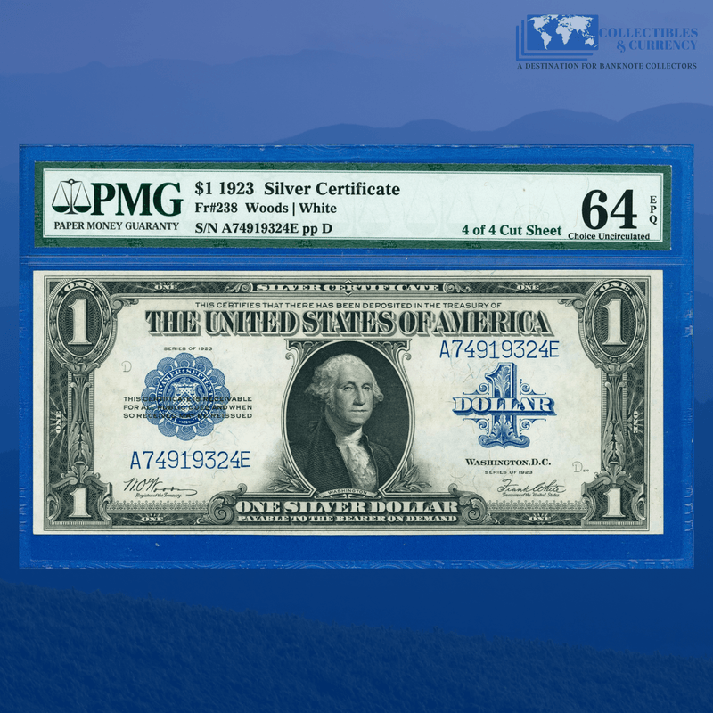 Fr.238 1923 $1 One Dollar Silver Certificate "HORSEBLANKET", PMG 64 EPQ
