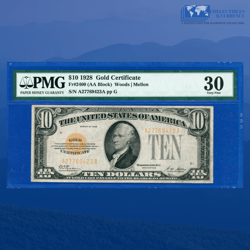 Fr.2400 1928 $10 Ten Dollars Gold Certificate, PMG 30