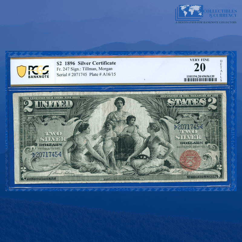 Fr.247 1896 $2 Two Dollars Silver Certificate "EDUCATIONAL NOTE", PCGS 20 Comment