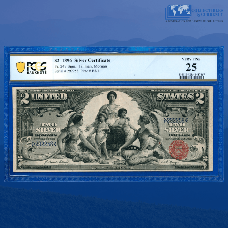 Fr.247 1896 $2 Two Dollars Silver Certificate "EDUCATIONAL NOTE", PCGS 25