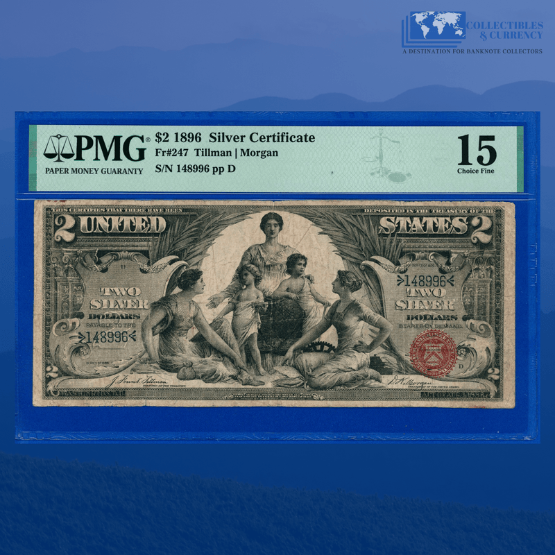 Fr.247 1896 $2 Two Dollars Silver Certificate "EDUCATIONAL NOTE", PMG 15