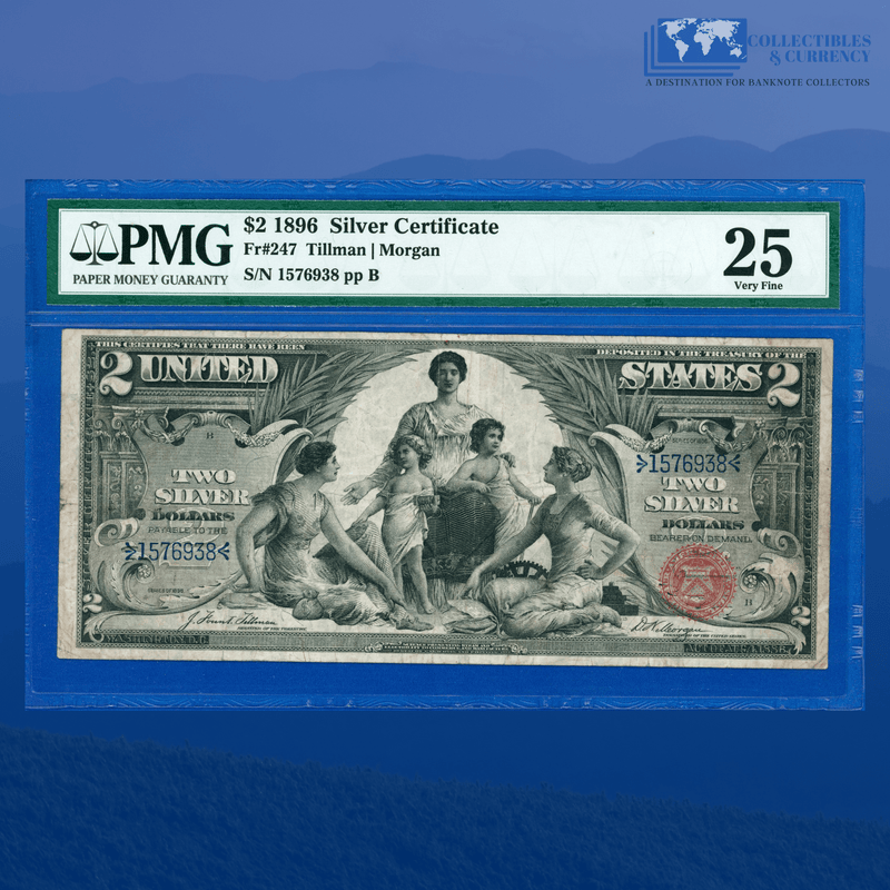 Fr.247 1896 $2 Two Dollars Silver Certificate "EDUCATIONAL NOTE", PMG 25