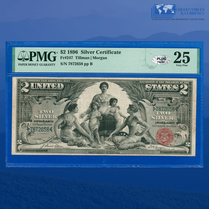 Fr.247 1896 $2 Two Dollars Silver Certificate "EDUCATIONAL NOTE", PMG 25